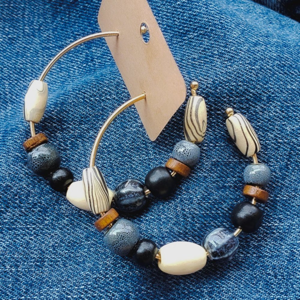 Beaded Boho 2 inch Hoops